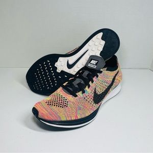 NIKE FLYKNIT RACER MULTI COLOR 3.0 DRK GRY-BLU GLOW-PNK MEN SZ 9.5 [526628-004]
